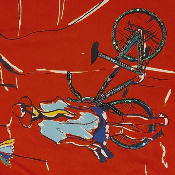 Coral Bay Beach Scene with Bicycle T Shirt Sizer Large - Picture 2 of 7